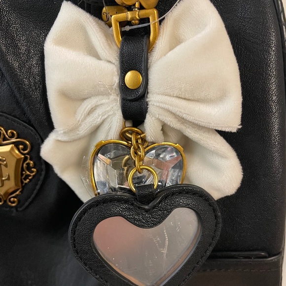 Juicy Couture Black Satchel with Bow, Heart Charm and Gold Accents New with Tag - Picture 4 of 10